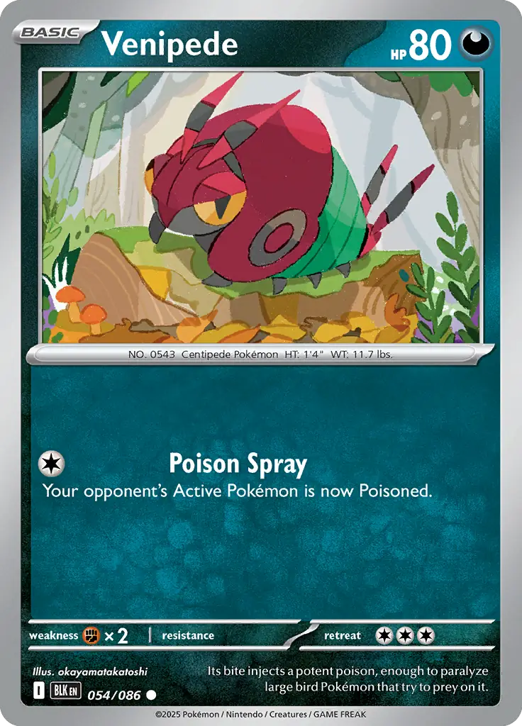 Venipede Pokemon card from Black Bolt