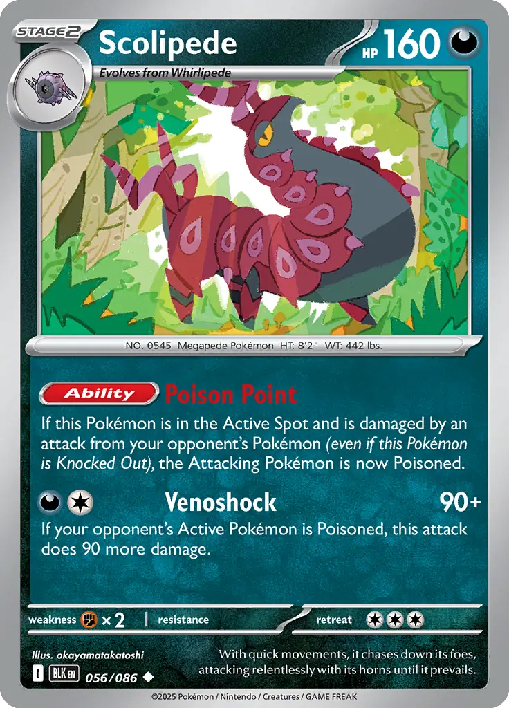 Scolipede Pokemon card from Black Bolt