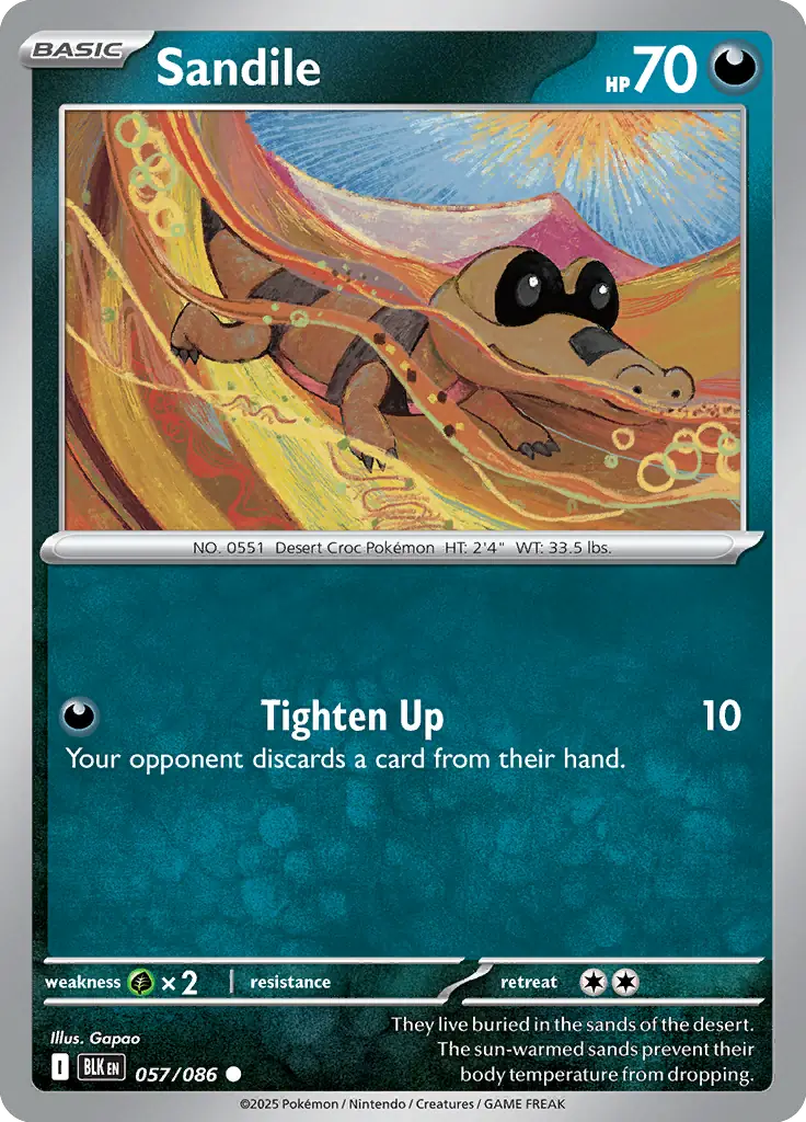 Sandile Pokemon card from Black Bolt