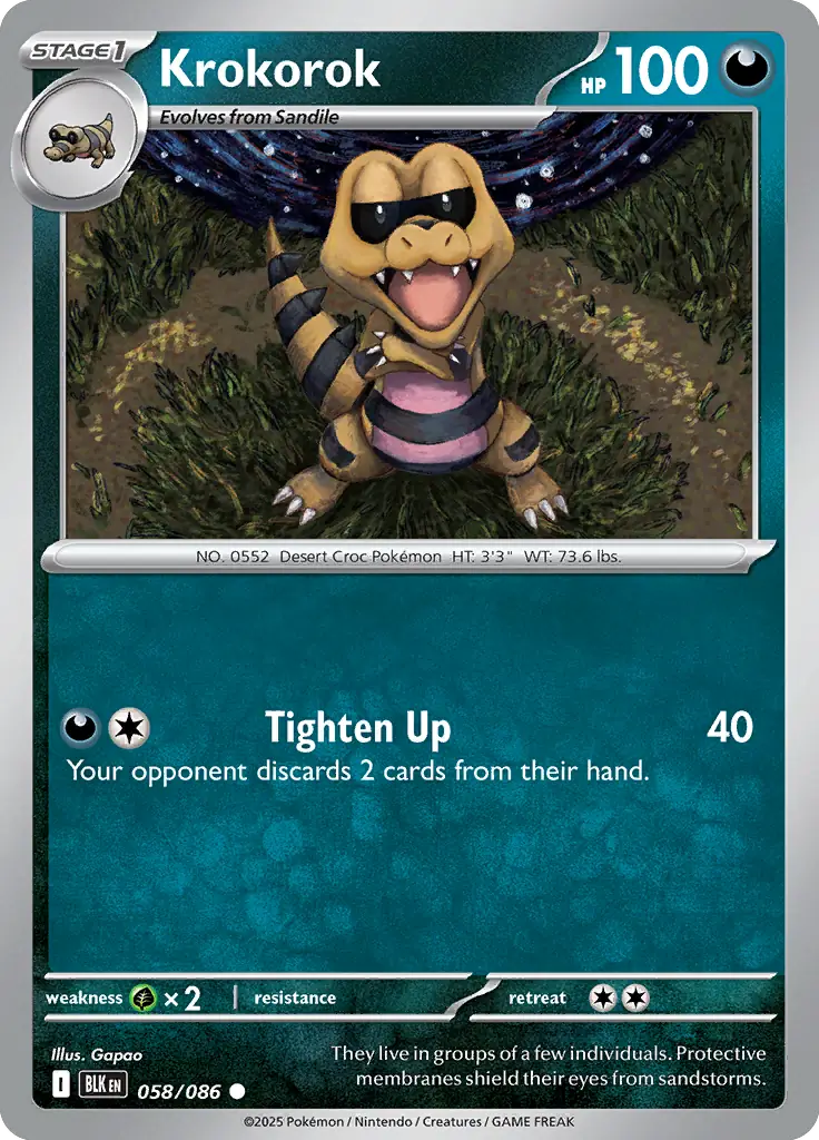 Krokorok Pokemon card from Black Bolt