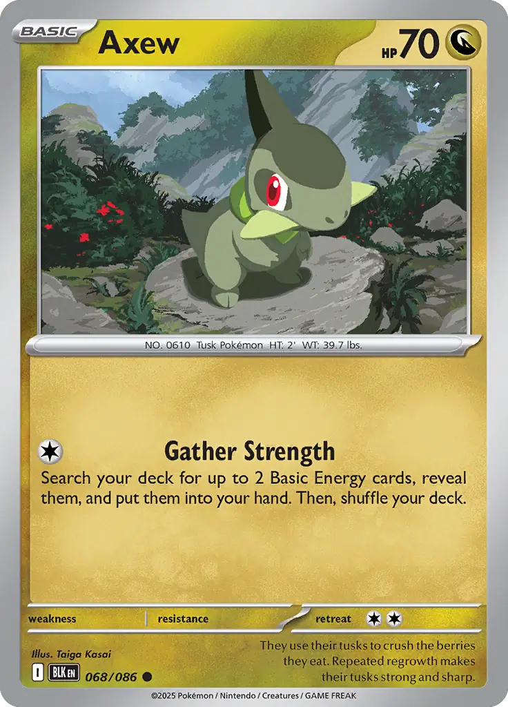 Axew Pokemon card from Black Bolt