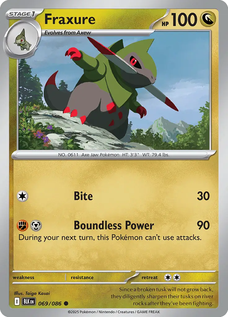 Fraxure Pokemon card from Black Bolt