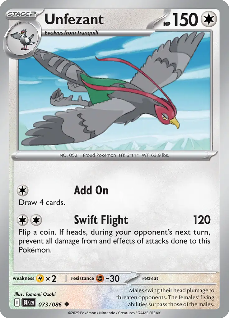 Unfezant Pokemon card from Black Bolt