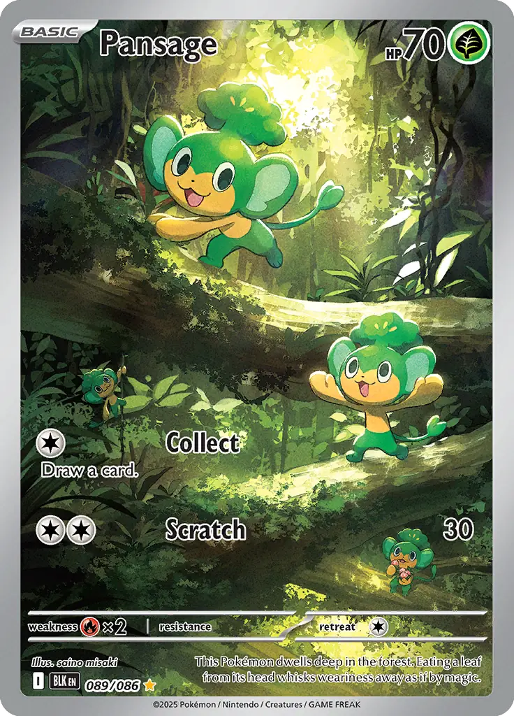 Pansage Pokemon card from Black Bolt