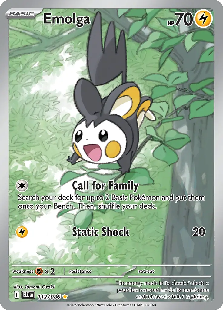 Emolga Pokemon card from Black Bolt
