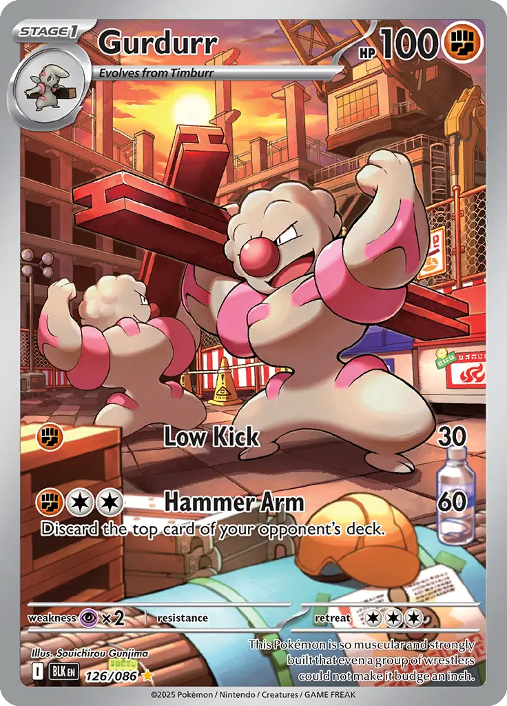 Gurdurr Pokemon card from Black Bolt