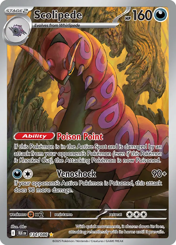 Scolipede Pokemon card from Black Bolt