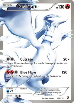 Full Art Reshiram Pokemon card from Black and White