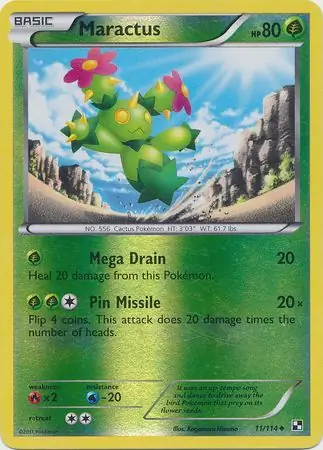 Maractus Reverse Holo Pokemon card from Black and White