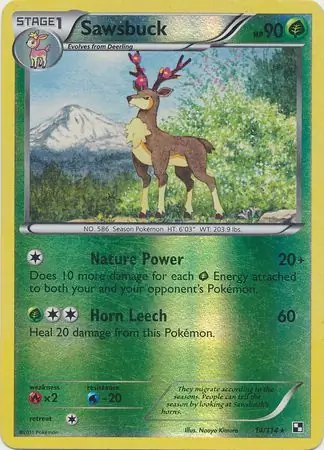 Sawsbuck Reverse Holo Pokemon card from Black and White