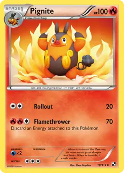 Pignite Pokemon card from Black and White