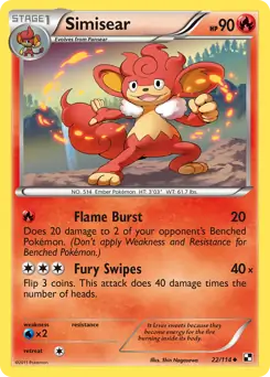 Simisear Pokemon card from Black and White