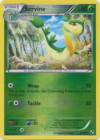 Servine Reverse Holo Pokemon card from Black and White