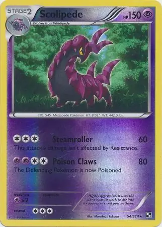 Scolipede Reverse Holo Pokemon card from Black and White