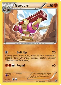 Gurdurr Pokemon card from Black and White