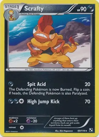 Scrafty Reverse Holo Pokemon card from Black and White