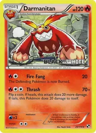 Darmanitan Staff Prerelease Pokemon card from Black and White Promos