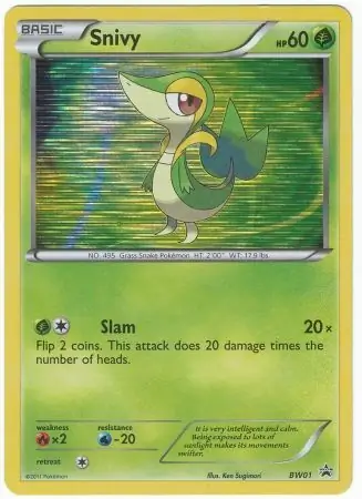 Snivy Pokemon card from Black and White Promos