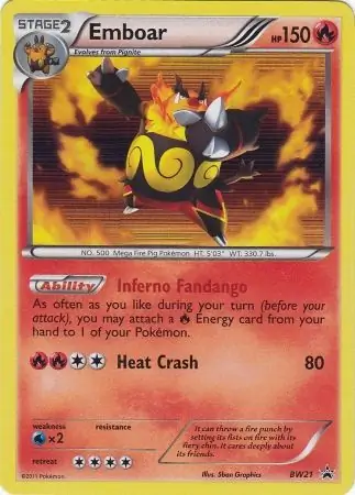 Emboar Pokemon card from Black and White Promos