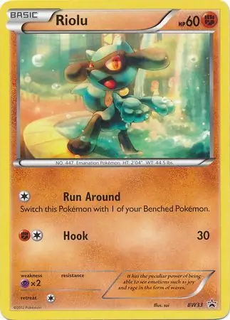 Riolu Pokemon card from Black and White Promos