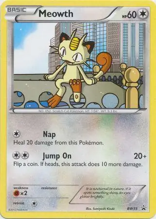 Meowth Pokemon card from Black and White Promos