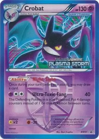 Crobat Staff Prerelease Pokemon card from Black and White Promos