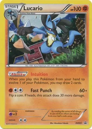 Lucario Pokemon card from Black and White Promos