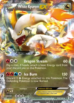 White Kyurem EX Pokemon card from Boundaries Crossed