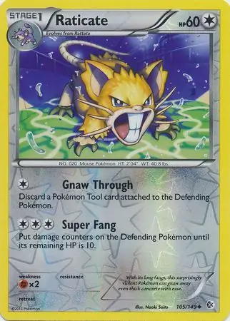 Raticate Reverse Holo Pokemon card from Boundaries Crossed