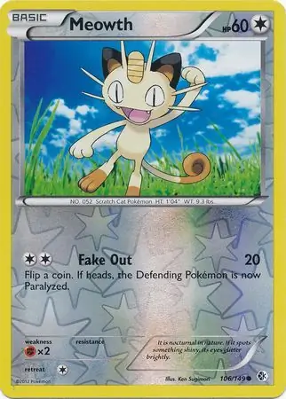 Meowth Reverse Holo Pokemon card from Boundaries Crossed