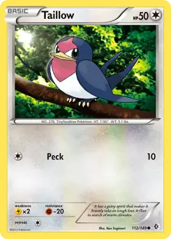 Taillow Pokemon card from Boundaries Crossed
