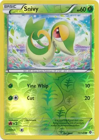 Snivy Reverse Holo Pokemon card from Boundaries Crossed