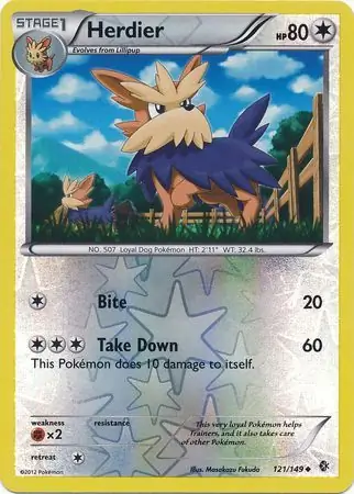 Herdier Reverse Holo Pokemon card from Boundaries Crossed