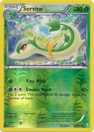 Servine Reverse Holo Pokemon card from Boundaries Crossed
