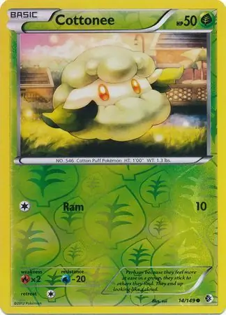 Cottonee Reverse Holo Pokemon card from Boundaries Crossed