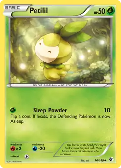 Petilil Pokemon card from Boundaries Crossed