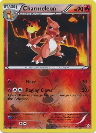 Charmeleon Reverse Holo Pokemon card from Boundaries Crossed