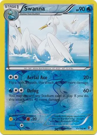 Swanna Reverse Holo Pokemon card from Boundaries Crossed