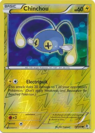 Chinchou Reverse Holo Pokemon card from Boundaries Crossed