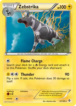 Zebstrika Holo Pokemon card from Boundaries Crossed