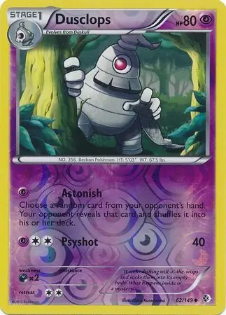 Dusclops Reverse Holo Pokemon card from Boundaries Crossed