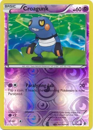 Croagunk Reverse Holo Pokemon card from Boundaries Crossed