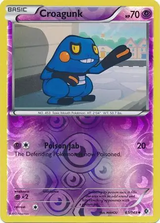 Croagunk Reverse Holo Pokemon card from Boundaries Crossed