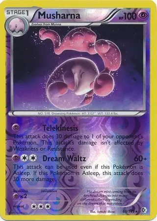 Musharna Reverse Holo Pokemon card from Boundaries Crossed