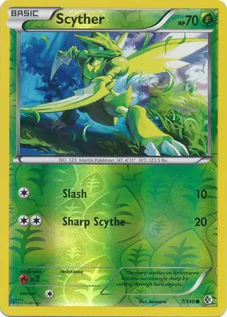 Scyther Reverse Holo Pokemon card from Boundaries Crossed
