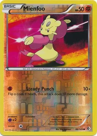 Mienfoo Reverse Holo Pokemon card from Boundaries Crossed
