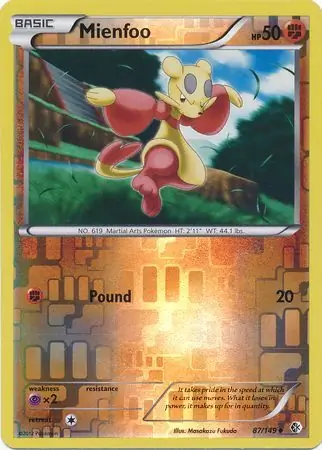 Mienfoo Reverse Holo Pokemon card from Boundaries Crossed
