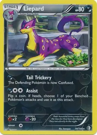 Liepard Reverse Holo Pokemon card from Boundaries Crossed