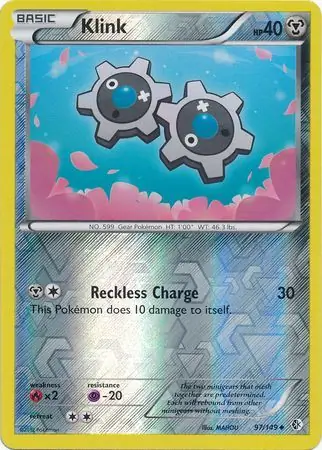 Klink Reverse Holo Pokemon card from Boundaries Crossed