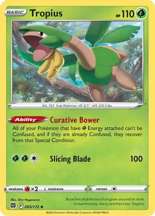 Tropius Pokemon card from Brilliant Stars